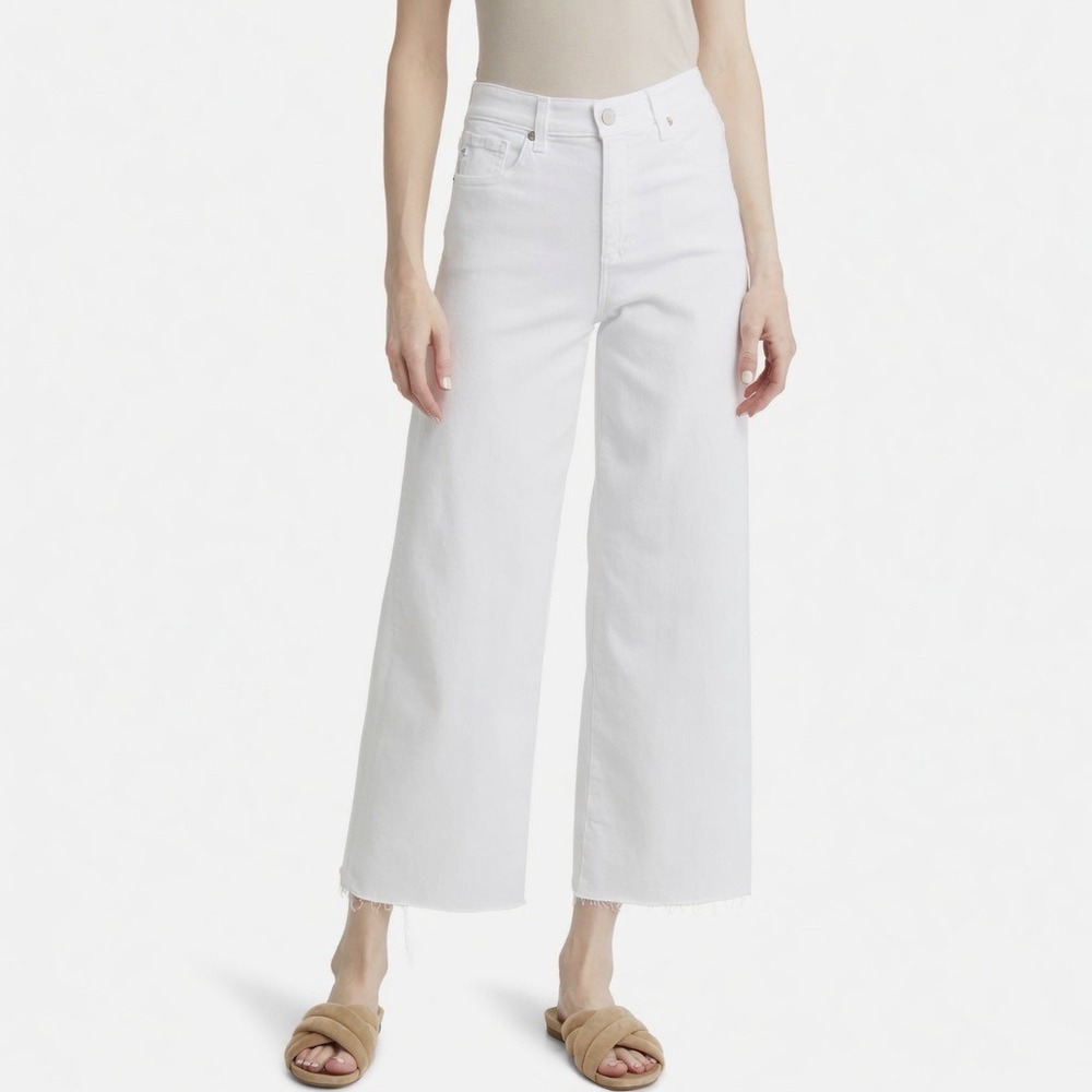 AG Adriano Goldschmied Saige Wide Leg Crop High Rise White Jeans Size 24